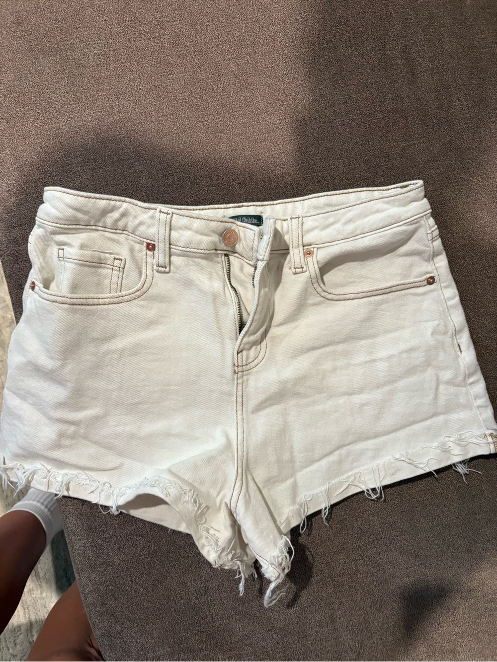 wild fable White Denim Cutoff Shorts with Frayed Hem